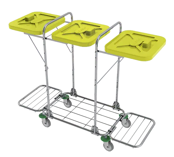 VK 120 - 3R vozík na třídění odpadu a prádla, ruční otevírání plast - VK - žlutý